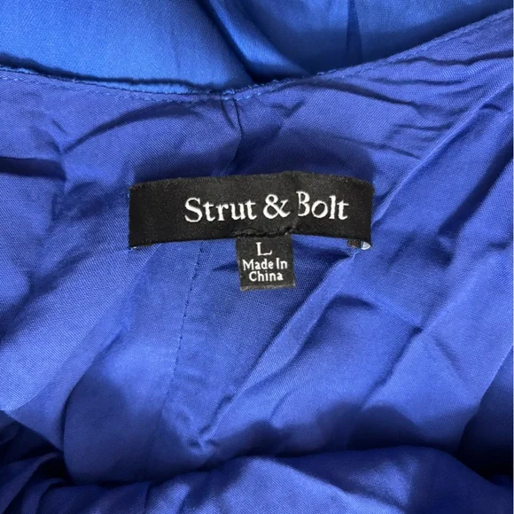 Blue Satin Knee Length Dress - Picture 3 of 8